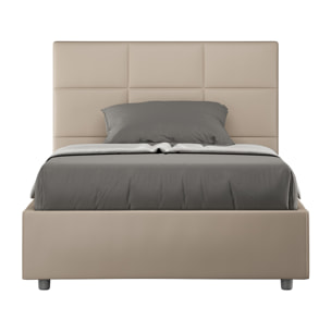 Letto una piazza e mezza contenitore imbottito 120x190 similpelle tortora Mika