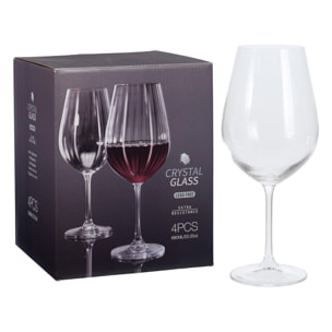 Juego de 4 copas de vino tinto con diseño de rayas en relieve de 690 ml