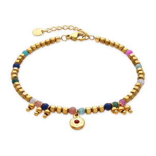 Pulsera con Cristal Multicolor acabado oro 18k