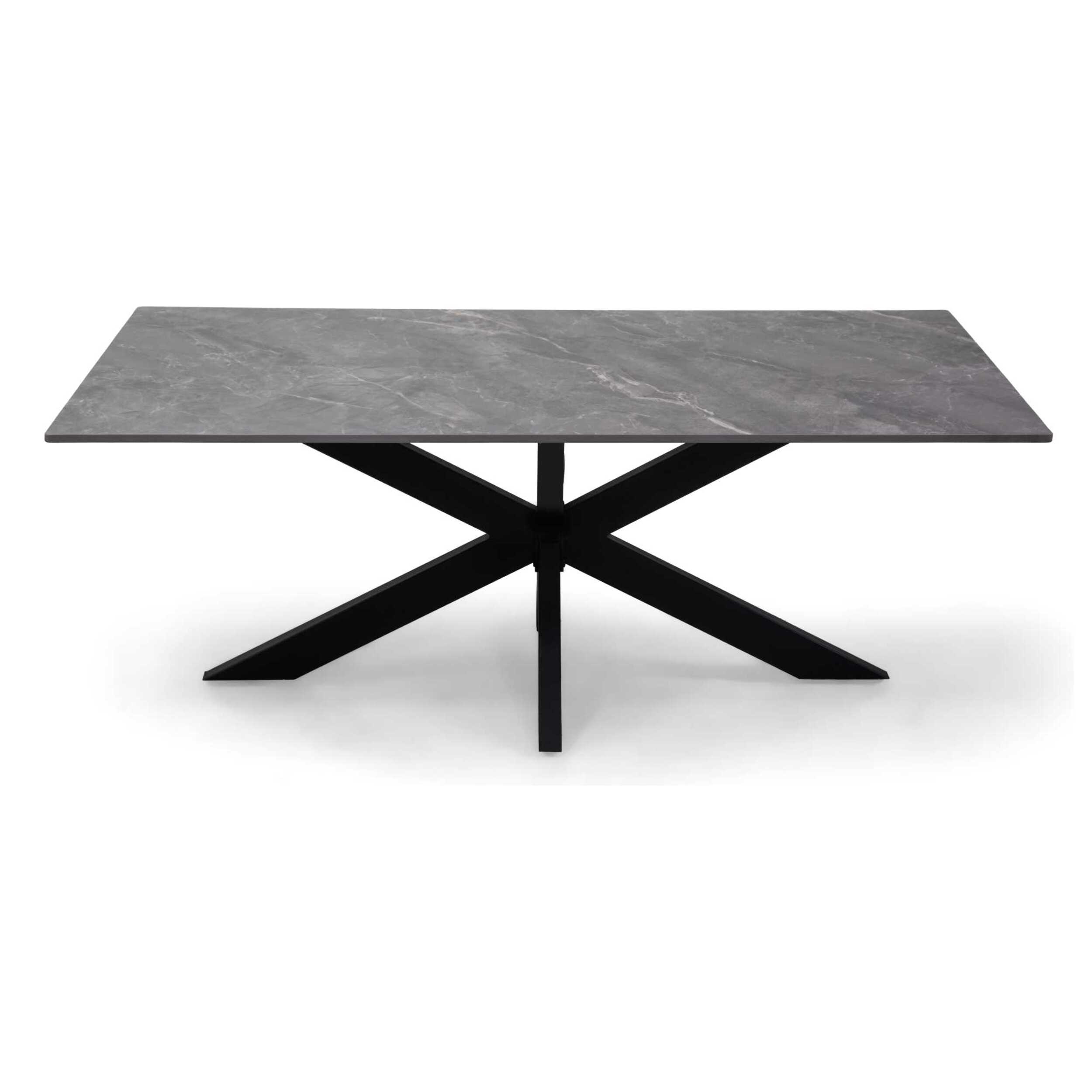 Tavolino Vacchetti in metallo con piano in pietra sinterizzata grigia cm120x65h45