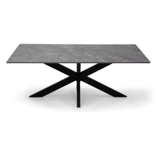 Tavolino Vacchetti in metallo con piano in pietra sinterizzata grigia cm120x65h45