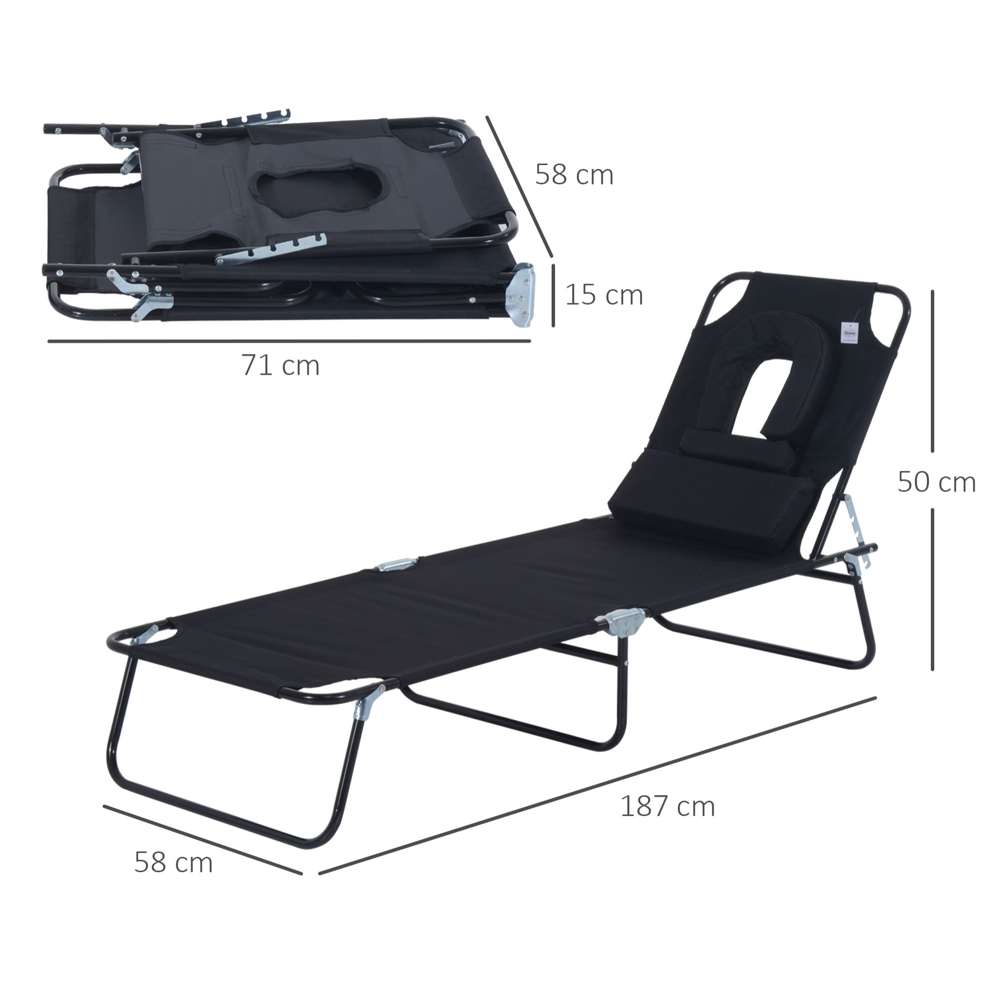 Bain de soleil pliable – Dossier 4 positions – Coussins inclus