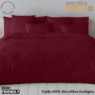 Icehome - Funda Nórdica Lisa - 100% Microfibra - Incluye 1/2 Fundas de Almohada - Burdeos