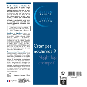 NUTRI EXPERT - Solu' Crampes Spray - Contre les crampes et contractions - Apaise et calme les douleurs musculaires localement - Sensation de bien-être immédiat - Extraits de Plantes - Spray 50ml