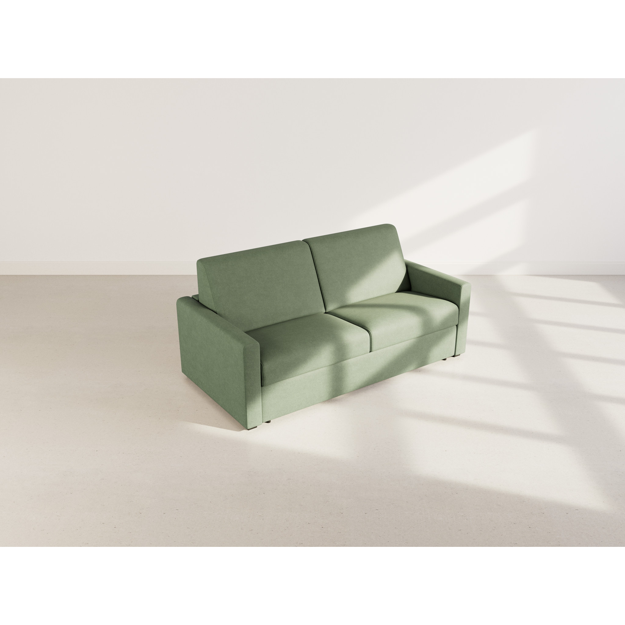 Julia - canapé lit 3 places convertible express couchage quotidien 140 cm matelas 14 cm en tissu - Vert