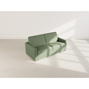 Julia - canapé lit 3 places convertible express couchage quotidien 140 cm matelas 14 cm en tissu - Vert