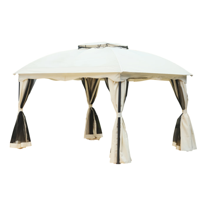 Cenador con Techo Gazebo Pabellón Exterior 3x3.65x2.75m con Pared Lateral