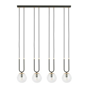 Lampada a sospensione GLAM in acciaio nero e vetro