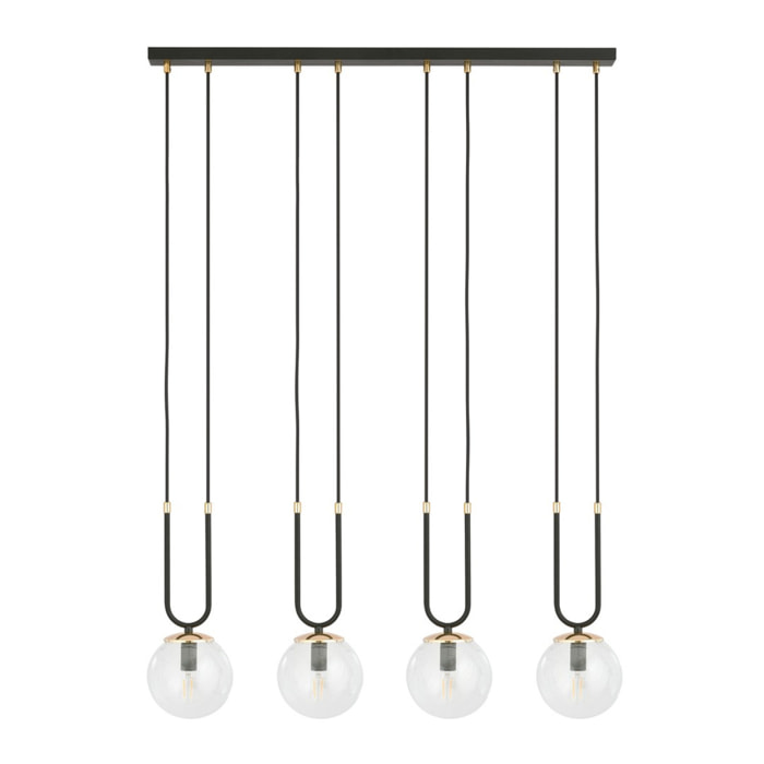 Lampada a sospensione GLAM in acciaio nero e vetro