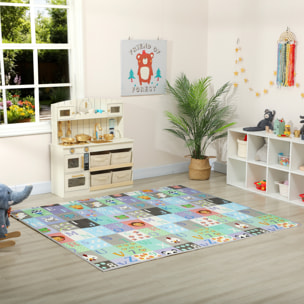 Tapis de jeu bébé pliable réversible motif animaux forêt et chiffres lettres 180 x 150 x 1 cm
