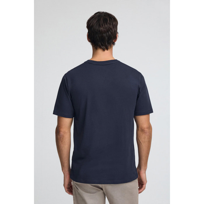 Camiseta azul marino con cuello pico y bordado Rigby Go