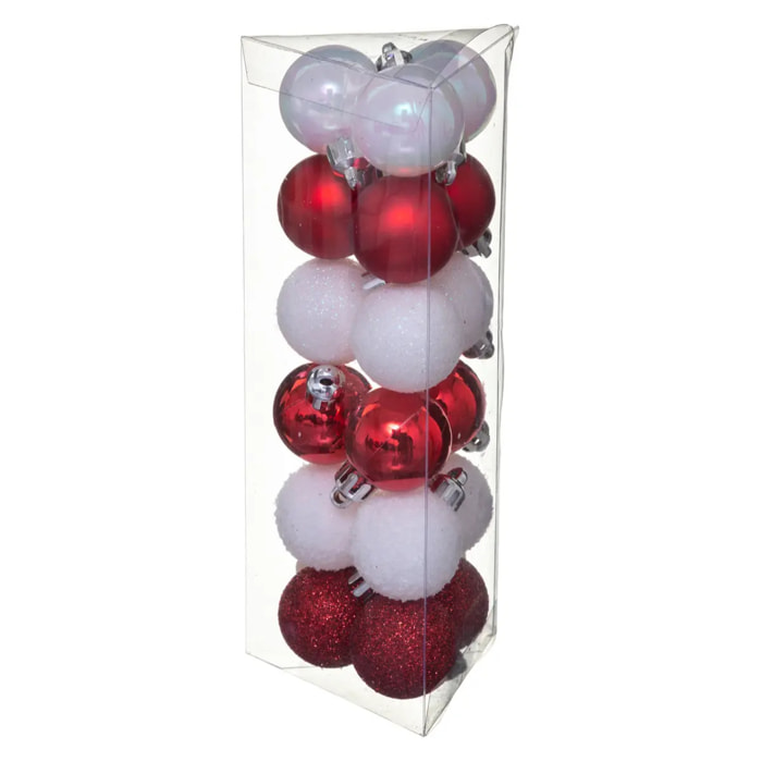 Lot de 18 boules D.3cm rouge blanc