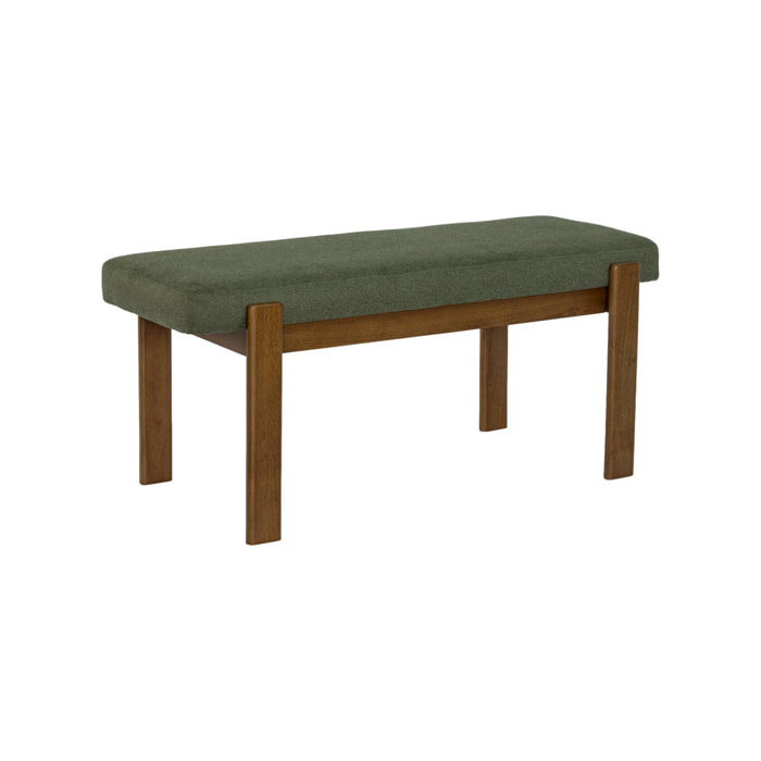 Banc, bout de lit bois d'hévéa teinte noyer et tissu texturé NOMA