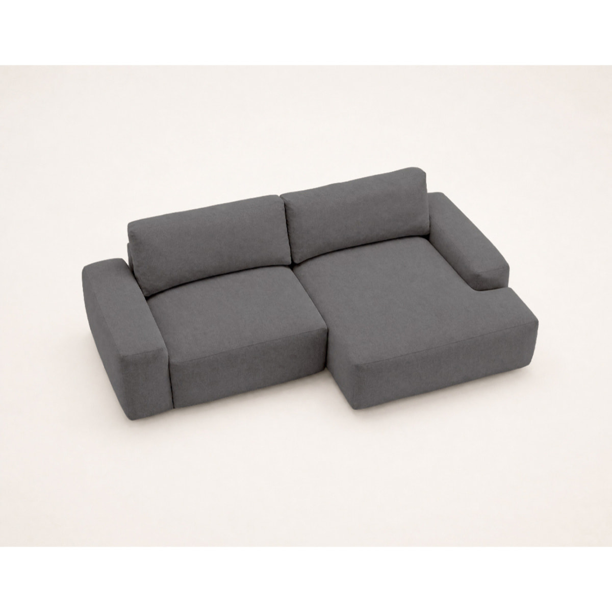 Tama - Canapé d'angle droit 4 places convertible avec coffre en tissu - Gris