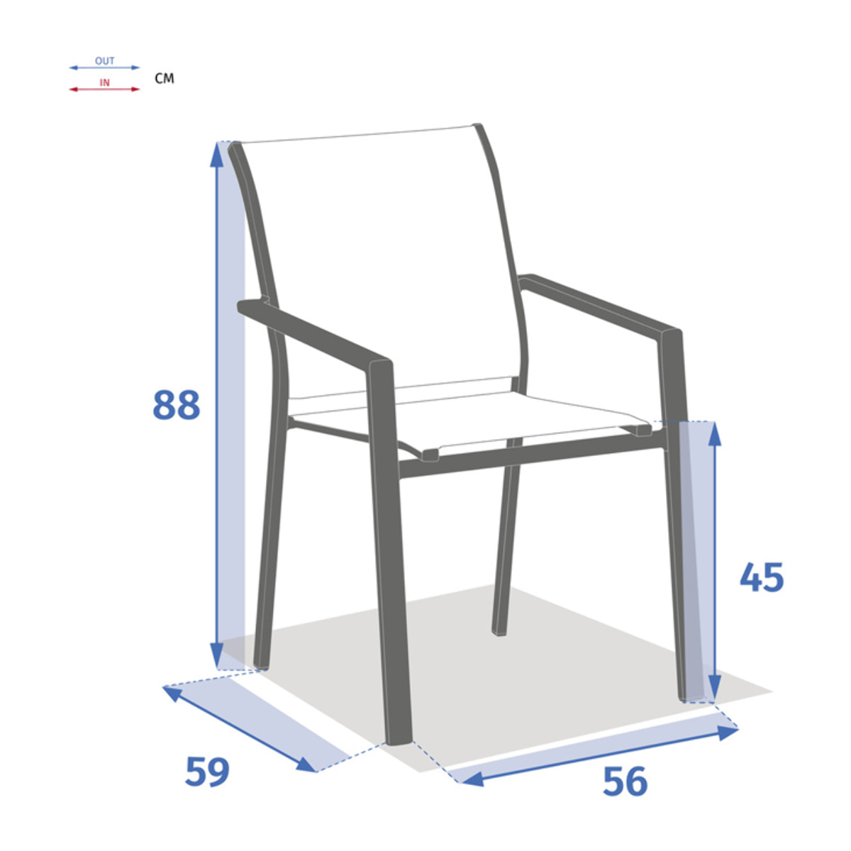 Fauteuil de jardin empilable "Essentia" wengé & praline en aluminium traité en epoxy
