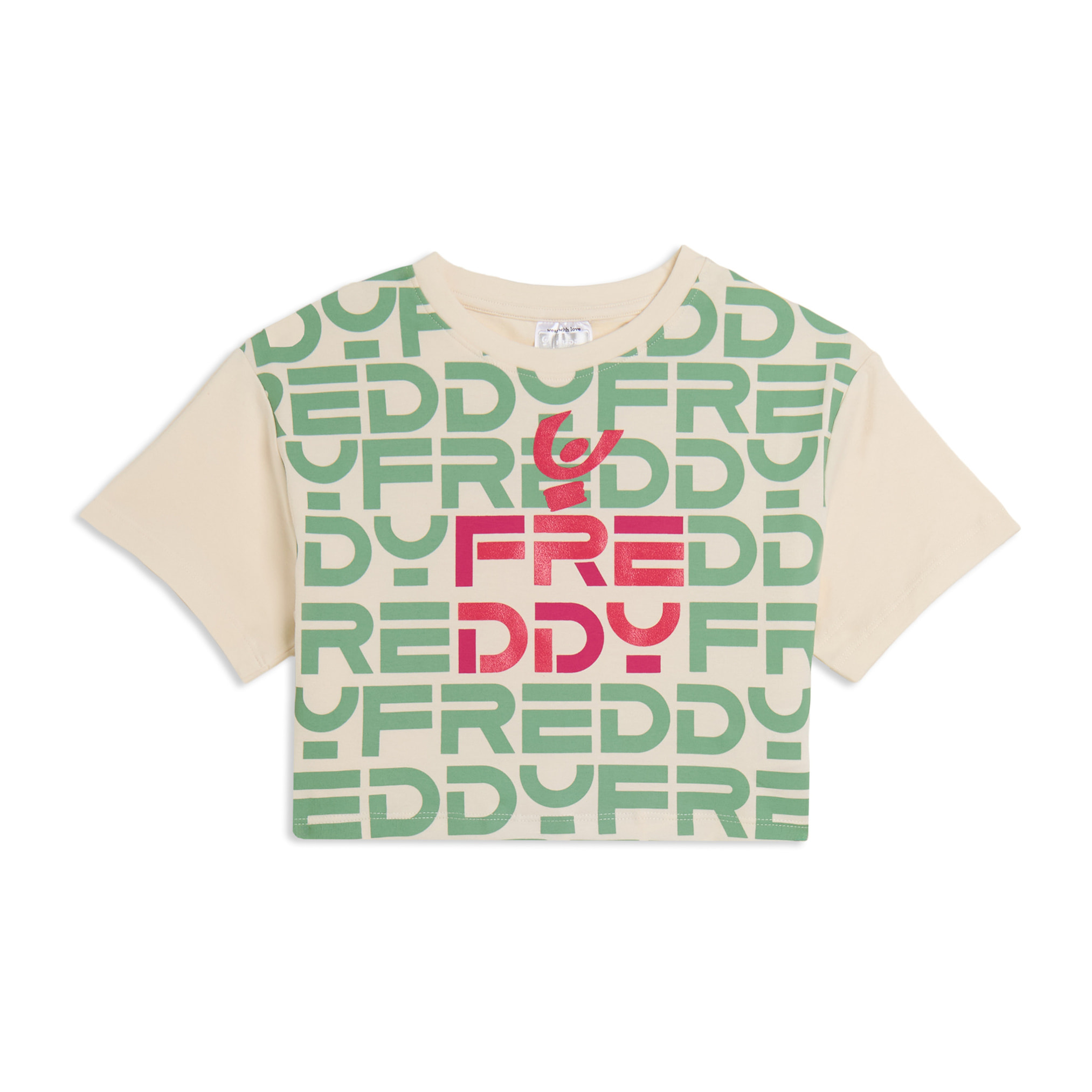 T-shirt Junior cropped con stampa FREDDY all-over