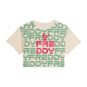 T-shirt Junior cropped con stampa FREDDY all-over
