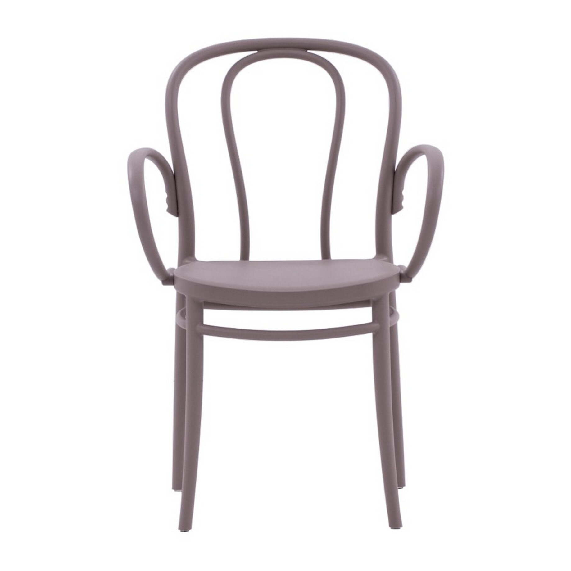 Set di 4 sedie NEWCASTLE in polipropilene tortora con braccioli, impilabili