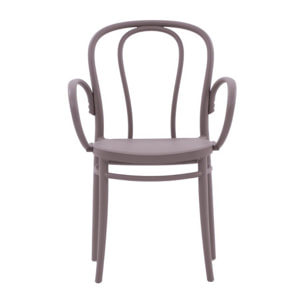 Set di 4 sedie NEWCASTLE in polipropilene tortora con braccioli, impilabili