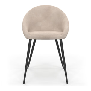 Chaises Dory en velours taupe et pieds métal noirs - lot de 2