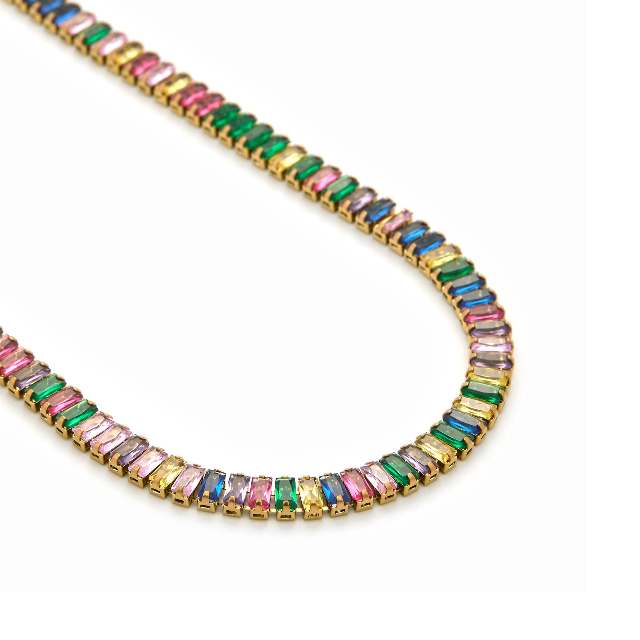 Collar de Circonita Multicolor acabado en oro amarillo de 18k