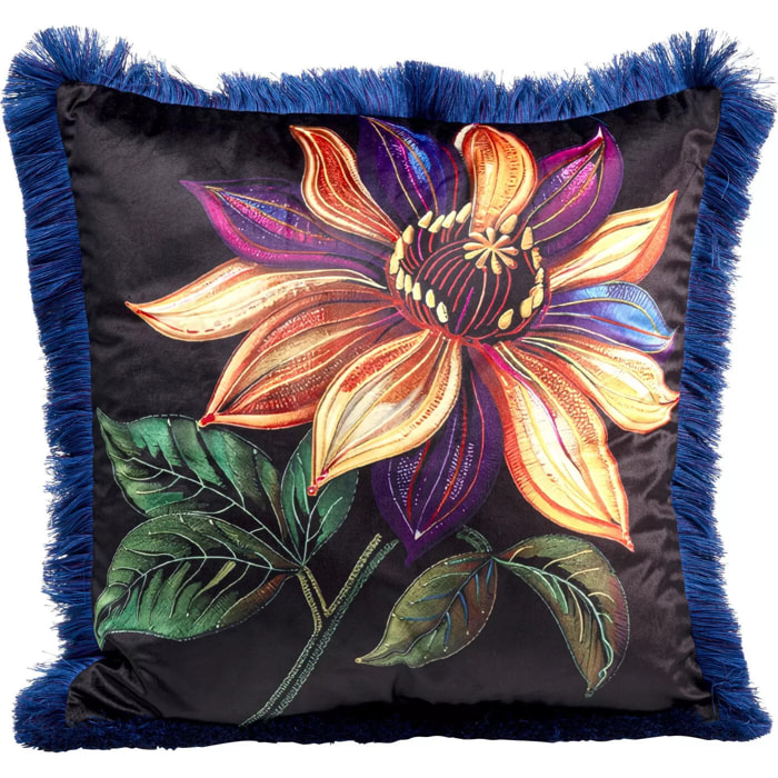 Coussin à franges Jungle fleur orange Kare Design