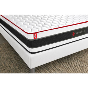 Ensemble - Matelas Ressorts ensachés et mémoire de forme 22cm d'épaisseur - 3 zones de confort - Confort ferme - Sommier tapissier monobloc - 2 places