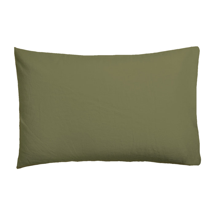 Taie d'oreiller Vert Oliva 100% coton 79 cm/2