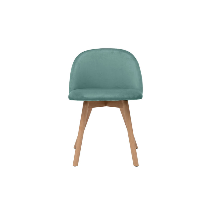 Chaises scandinaves en tissu velours vert céladon et bois clair massif (lot de 2) CELESTE