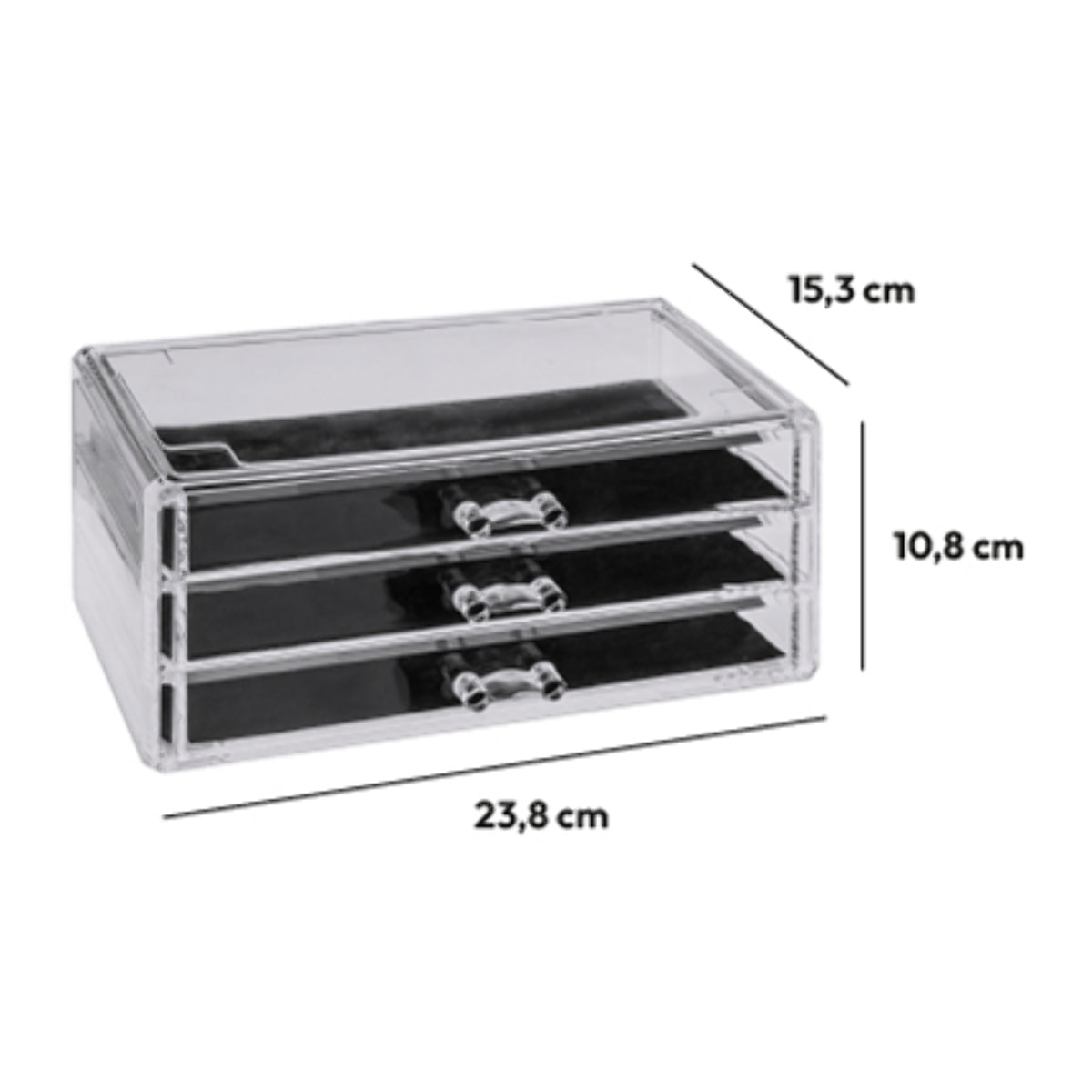 Boîte à bijoux 3 tiroirs Transparent Selena
