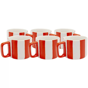 Tasses Cocina rouges et blanches set de 6 Kare Design