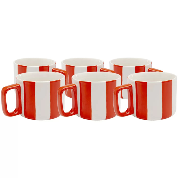 Tasses Cocina rouges et blanches set de 6 Kare Design