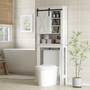 Meuble WC dessus de toilette 6 compartiments porte coulissante blanc