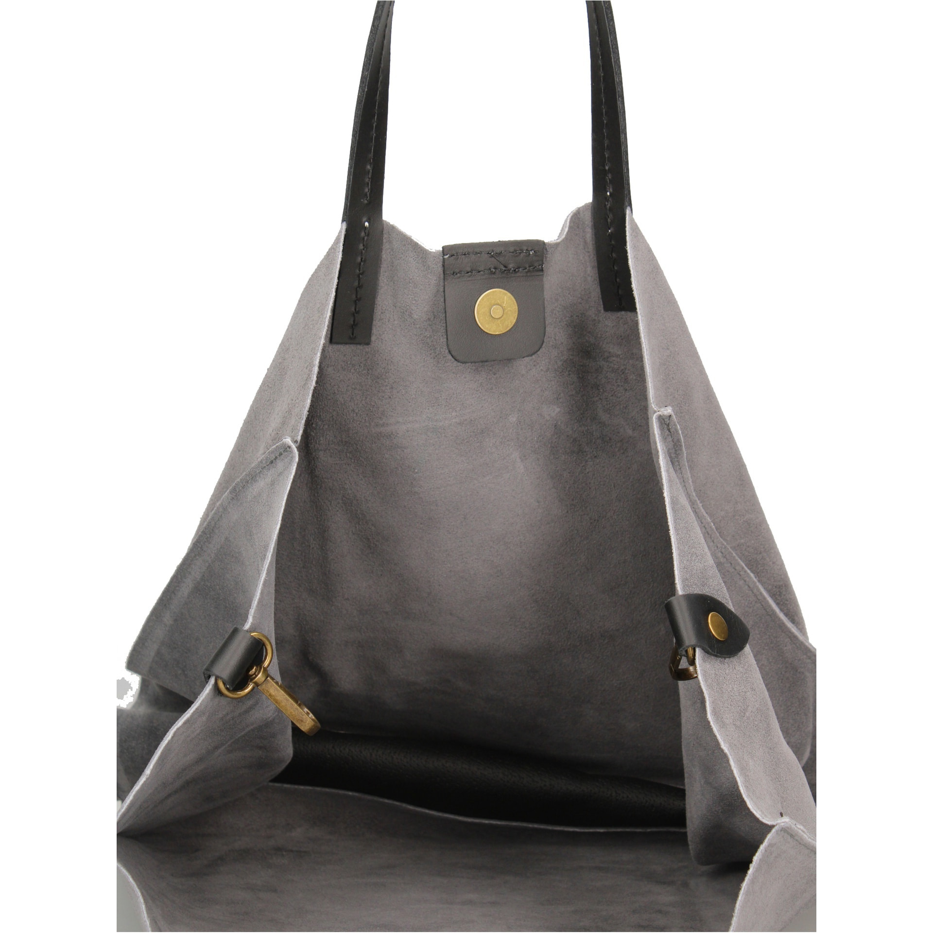 Borsa a mano da donna Made in Italy - Modello Novara Lux - Pelle Scamosciata - 34.5 x 32.0 x 17.0 cm