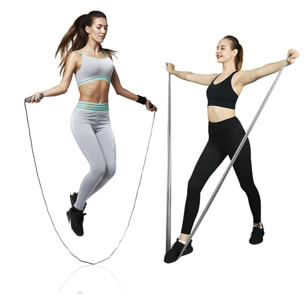 Set di fitness Zhiax, con fascia elastica e corda per saltare. Include borsa da trasporto.