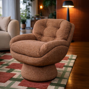 Fauteuil pivotant en tissu brique  GUSTAVE