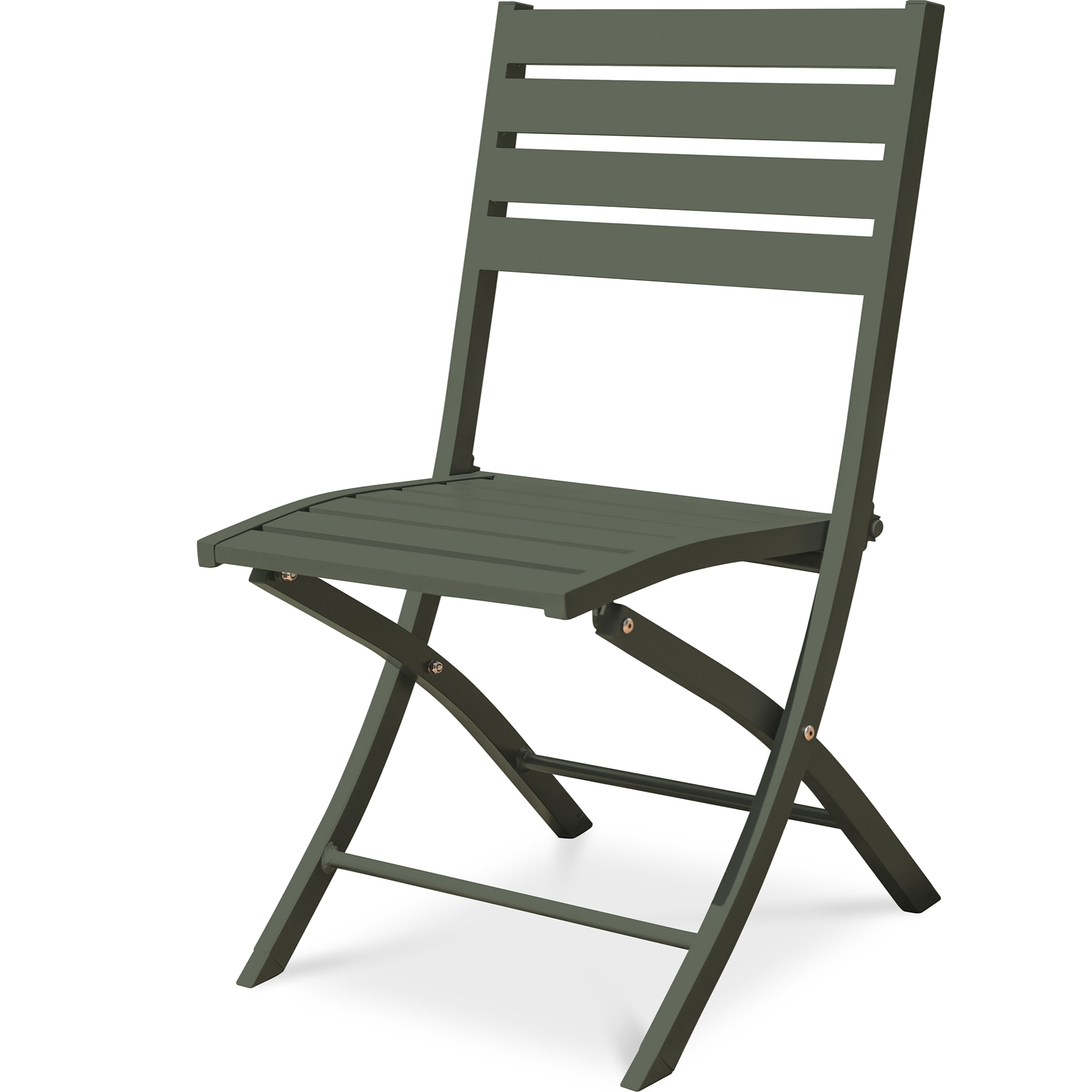 MARIUS - Chaise de jardin pliante en aluminium vert kaki