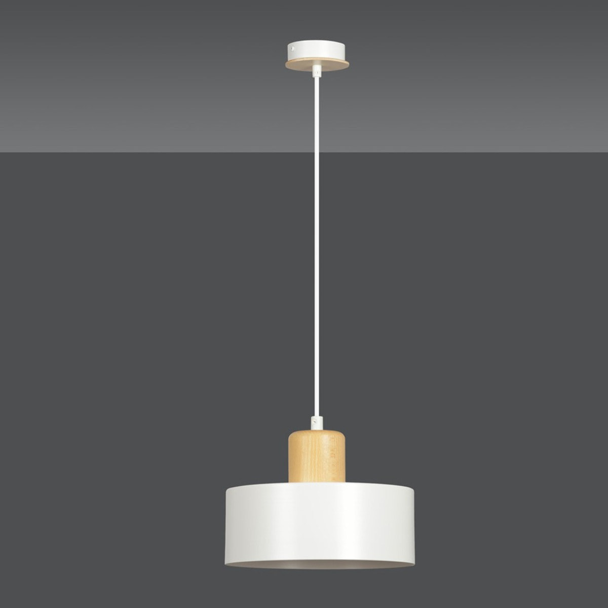 Lampada a sospensione TORIN in acciaio bianco e legno