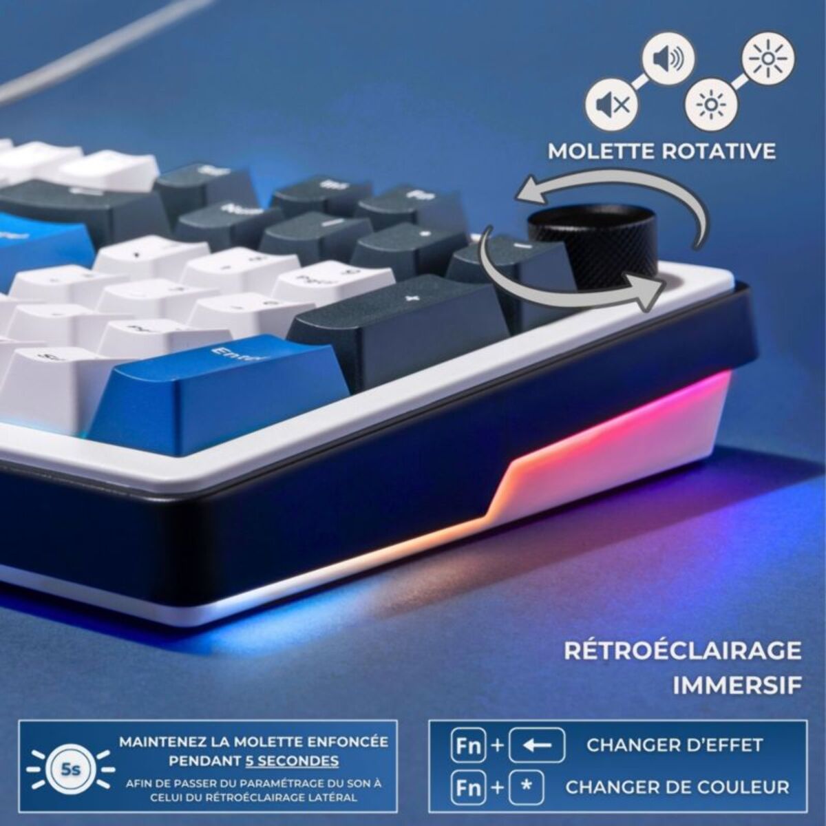 Clavier gamer THE G-LAB KEYZ ELITE 400 HE BW Magnetique
