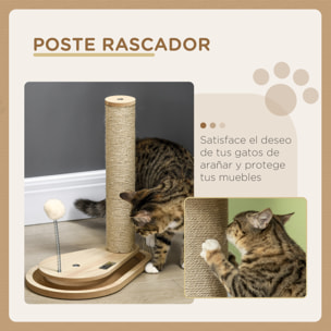 Árbol Rascador para Gatos 40 cm Torre para Gatos con Poste de Rascador Bola con Muelle y Bolas en la Pista 35x23x40 cm Roble