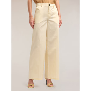 Motivi - Pantaloni wide leg in cotone - Bianco