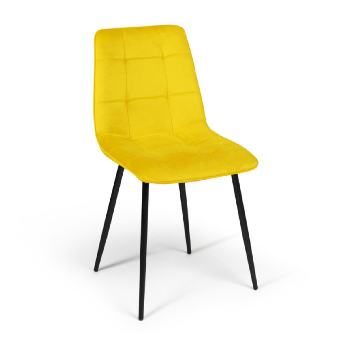 Chaises Linda en velours et pieds métal noirs - Mix color - Gris clair, gris foncé, jaune, bleu