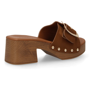 Sandalia tacon tipo zueco mujer