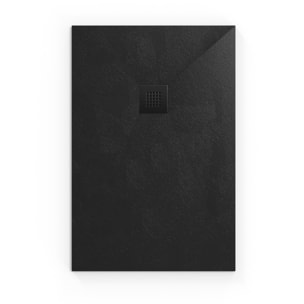 Pack : Porte coulissante 120cm + Paroi latérale 80cm +  Receveur 120x80cm Noir (Huppe2-12080BL)