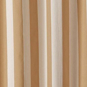 Rideau à rayures verticales en armure satin avec œillets - Marron Clair