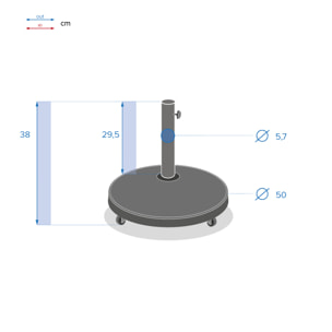 Pied de parasol rond à roulettes Noir