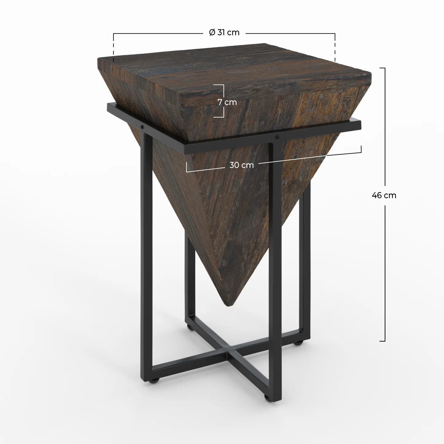 Petite table d'appoint en bois et métal - Shanghai