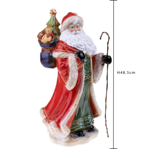 Babbo Natale Con Sacco Di Doni. Altezza 48,5 Cm - Pezzi 1 - 25X48,5X18cm - Colore: Verde - Bianchi Dino - Articoli Natalizi