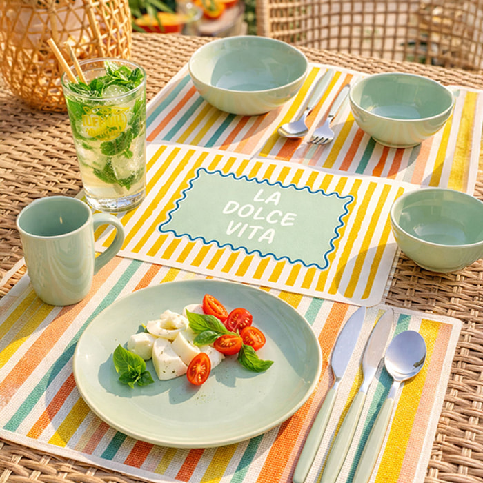 Ménagère lina 24 pièces en acier inoxydable celadon