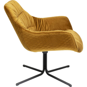 Fauteuil pivotant Bristol velours jaune Kare Design